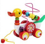 Wooden Duck Pull Toy with Beads for Early Learning