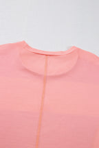 Light Blue Colorblock Drop Sleeve Round Neck Top