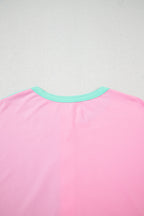 Mint Green Colorblock Half Buttons Henley T Shirt