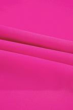 Bright Pink Seamed Back High Low Hem V Neck Cuffed Sleeve Plus Size Tee