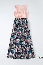 Fashion Waist Stitching Stitching Print Long Dress Parent-child Outfit Family