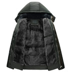 Men's Winter Wool Hooded Jacket with Fleece Lining