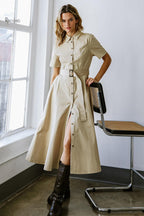 LUCKY ME WOVEN MIDI DRESS