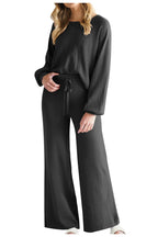Round Neck Long Sleeve Top and Pants Set