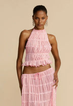 🌴 2-Piece Women's Beachwear Set – Sleeveless Halter Crop Top