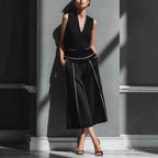 Women's Sleeveless Linen Shirt & Cropped Pants Set – Casual 2-Piece Outfit
