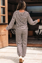 Black Athleisure Checkered 2pcs Pants Set