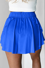 Sky Blue Drawstring High Waist Lined Tennis Skort