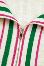 Sachet Pink Pop of Color Collared Patchwork Pullover Sweatshirt