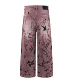 MAROON GRAFFITI DENIM