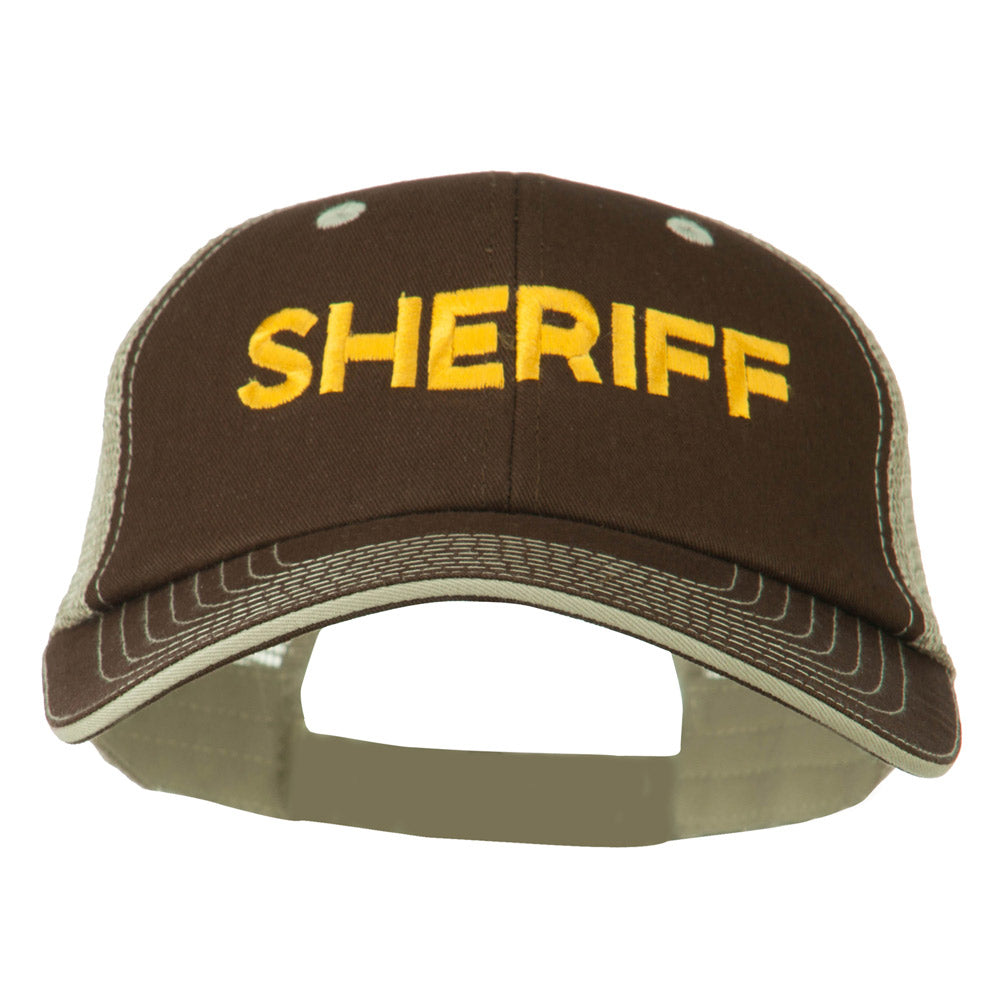 Sheriff Embroidered Big Size Garment Washed Mesh Cap