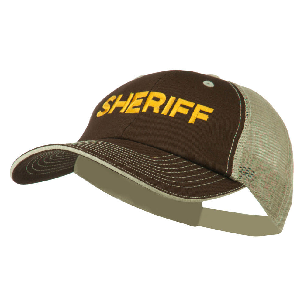 Sheriff Embroidered Big Size Garment Washed Mesh Cap