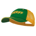 Sheriff Embroidered Big Size Garment Washed Mesh Cap