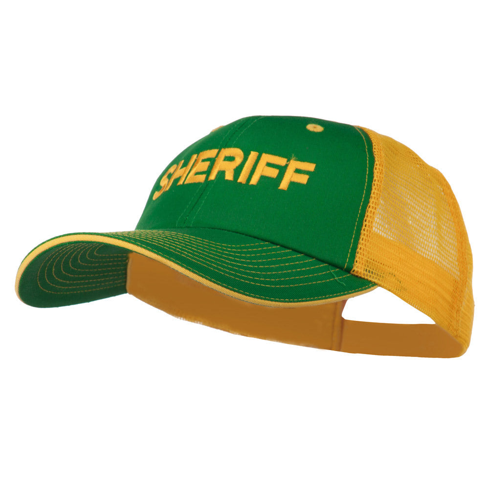 Sheriff Embroidered Big Size Garment Washed Mesh Cap