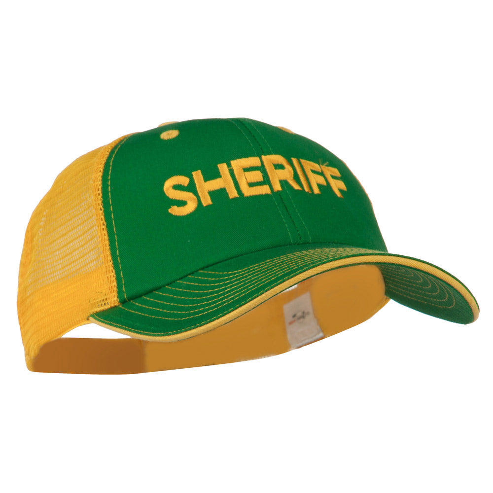 Sheriff Embroidered Big Size Garment Washed Mesh Cap