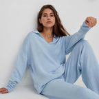 Solid Color Lapel Sweater Set for Women