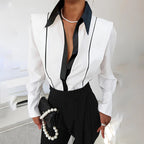 Women’s Black White Colorblock Shirt