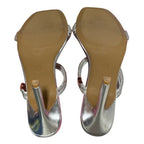 Reimferce Womens Size 6 Silver Rhinestone 4.5" Stiletto Heel Open Toe Shoes