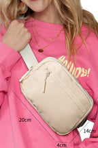 Black Wide Belt Zipped Square Crossbody Bag