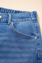 Light Blue Acid Wash Contrast Lace-up Plus Size Jeans