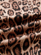 Leopard Bow Tie Puff Sleeve Blouse