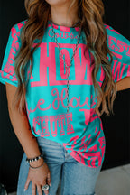Green Howdy Cowboy Letter Printed Western Fashion Tee