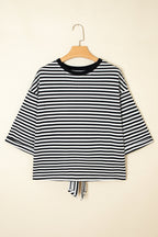 Red Striped Bowknot Backless T-Shirt