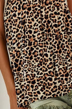 BiBi Leopard Printed Jersey Knit Gathering Cami Top