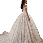 Off-shoulder French-style Bride Trailing Mori Style Simple Small Wedding Dress