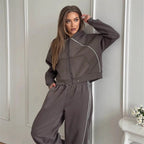Women’s Sportswear Set Solid Color Cardigan Set