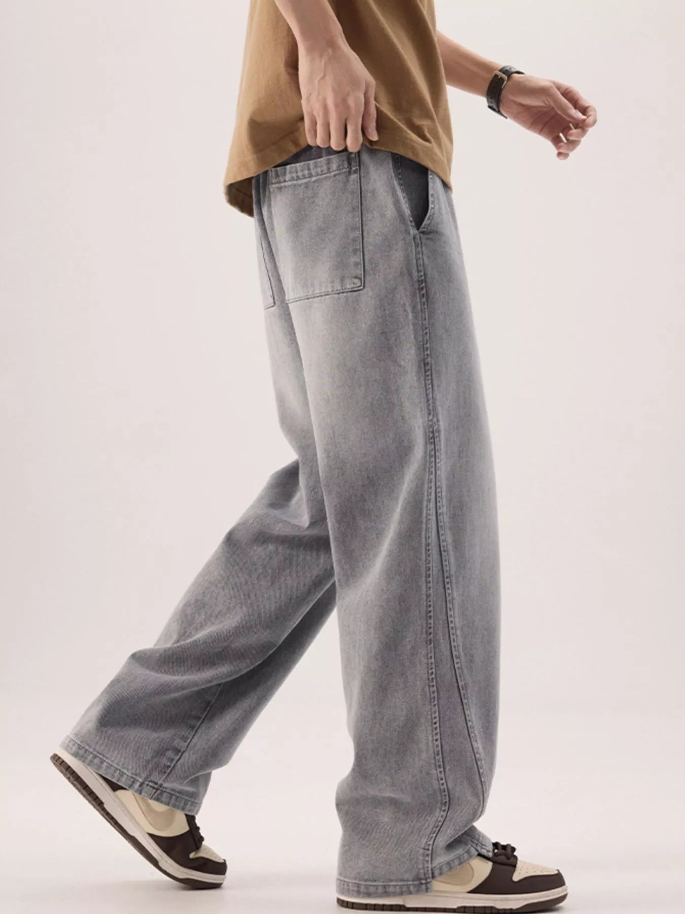 Men's Regular and Plus Size Vintage Wash Loose Fit Jeans