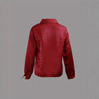 Elegant Solid-Color Minimalist V-Neck Long-Sleeve Shirt