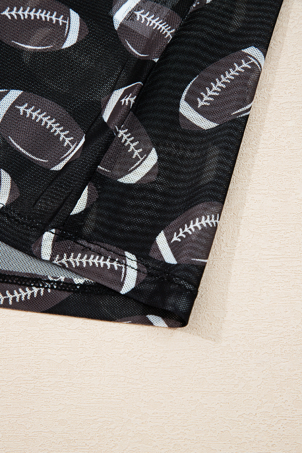 Brown Game Day Football Mesh Sheer Long Sleeve Top