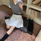 Preppy-style High-waisted Pleated Skirt With A Designer Touch