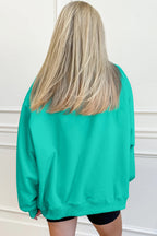 Bright Pink Oversize Blessed Embroidered Mock Neck Sweatshirt