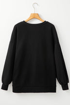 Sea Green Solid Fleece Lined Drop Shoulder High Low Sweatshirt