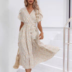 Women's Summer Floral Split V-neck Dress