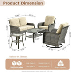 Beige All Weather Wicker Patio Furniture Conversation Set
