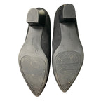 Mysoft Womens 8 Black Faux Suede 2" Chunky Heel Pointy Toe Slide On Pump Shoes