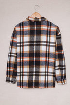 Green Geometric Plaid Print Pocketed Shacket