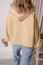 Orange Half Zipper Kangaroo Pockets Drop Shoulder Hoodie