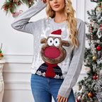 Loose Casual Parent-Child Gray Pullover Christmas Sweater