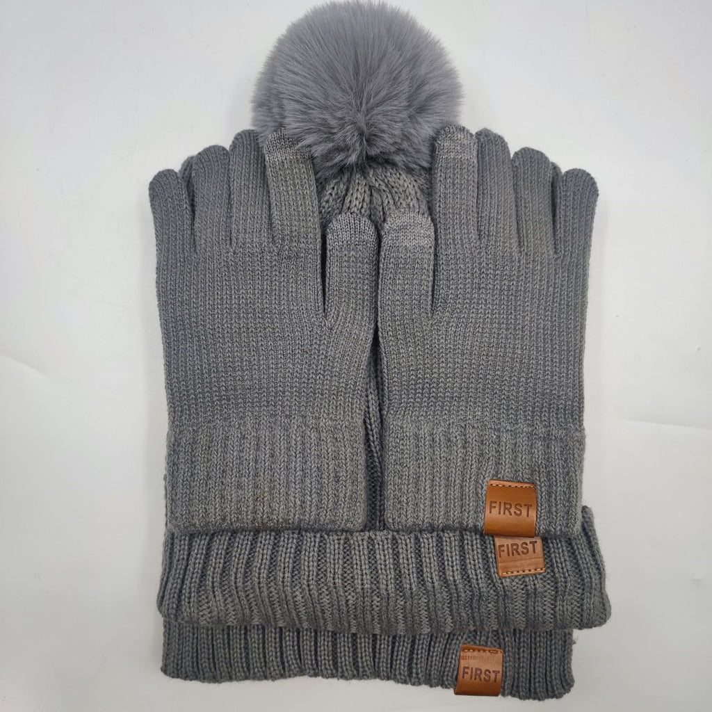 9-color Men's And Women's Knitted Hat Scarf Gloves