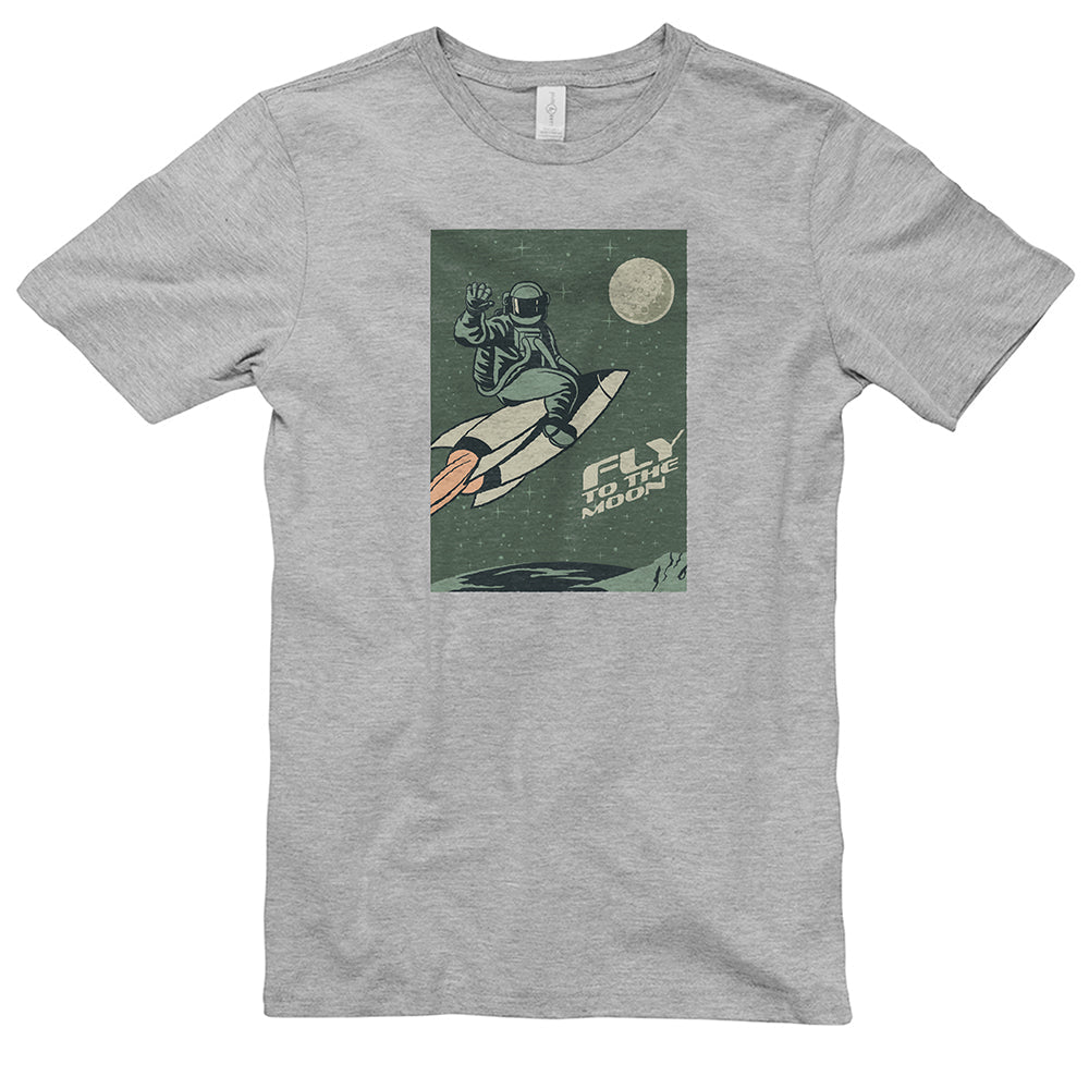 Fly To The Moon Graphic Design Unisex Ring Spun Combed Cotton Short Sleeve Deluxe Jersey T-Shirt