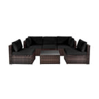 6 Pieces Patio Rattan Furniture Set with Cushions