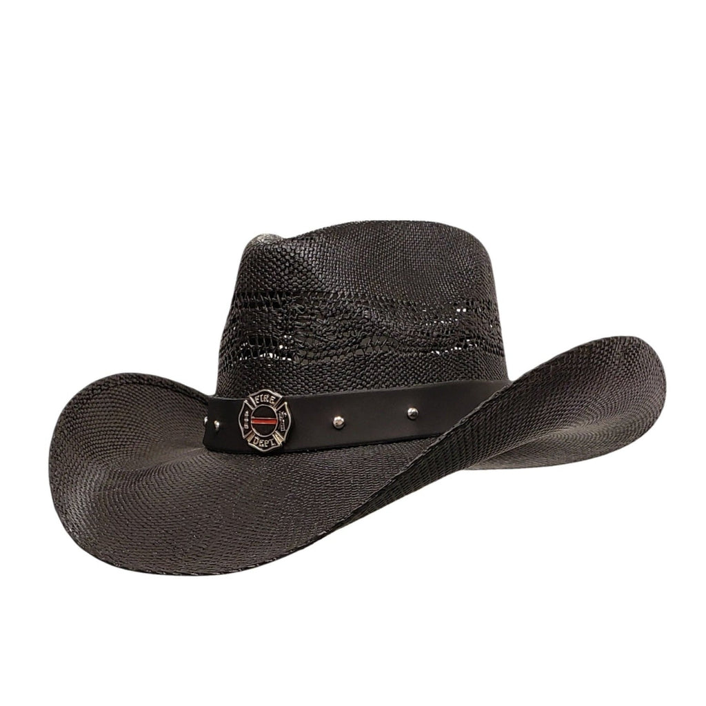 FIRE FIGHTER HEROES BLACK SHANTUNG STRAW