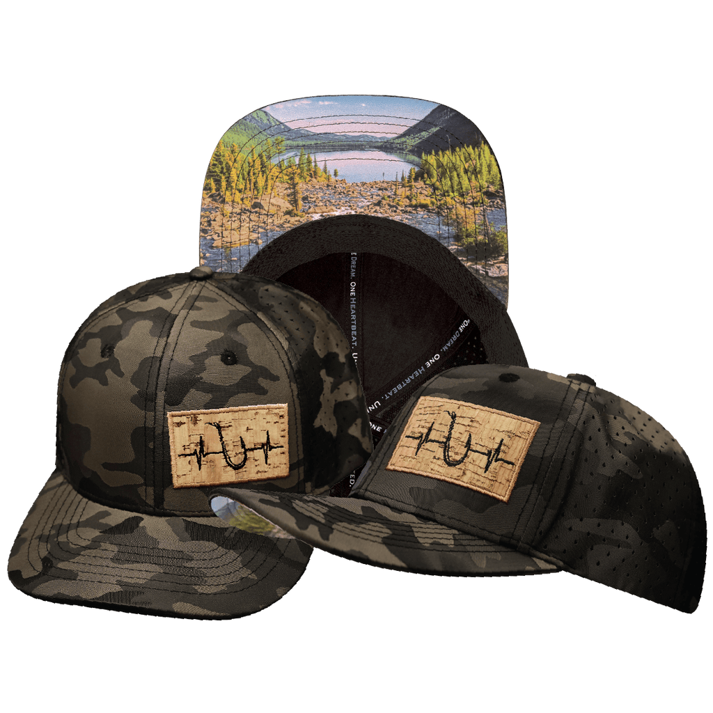 Fishing Hat - Baseball Hat Fit - Tan Camo - Laser Mesh