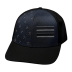 Flag Hat - Baseball Hat Fit - Black / Ocean Blue - Laser Mesh