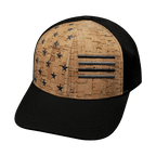 Flag Hat - Baseball Hat Fit - Cork - Black - Laser Mesh