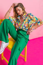 READY TO GET AWAY WOVEN TOP